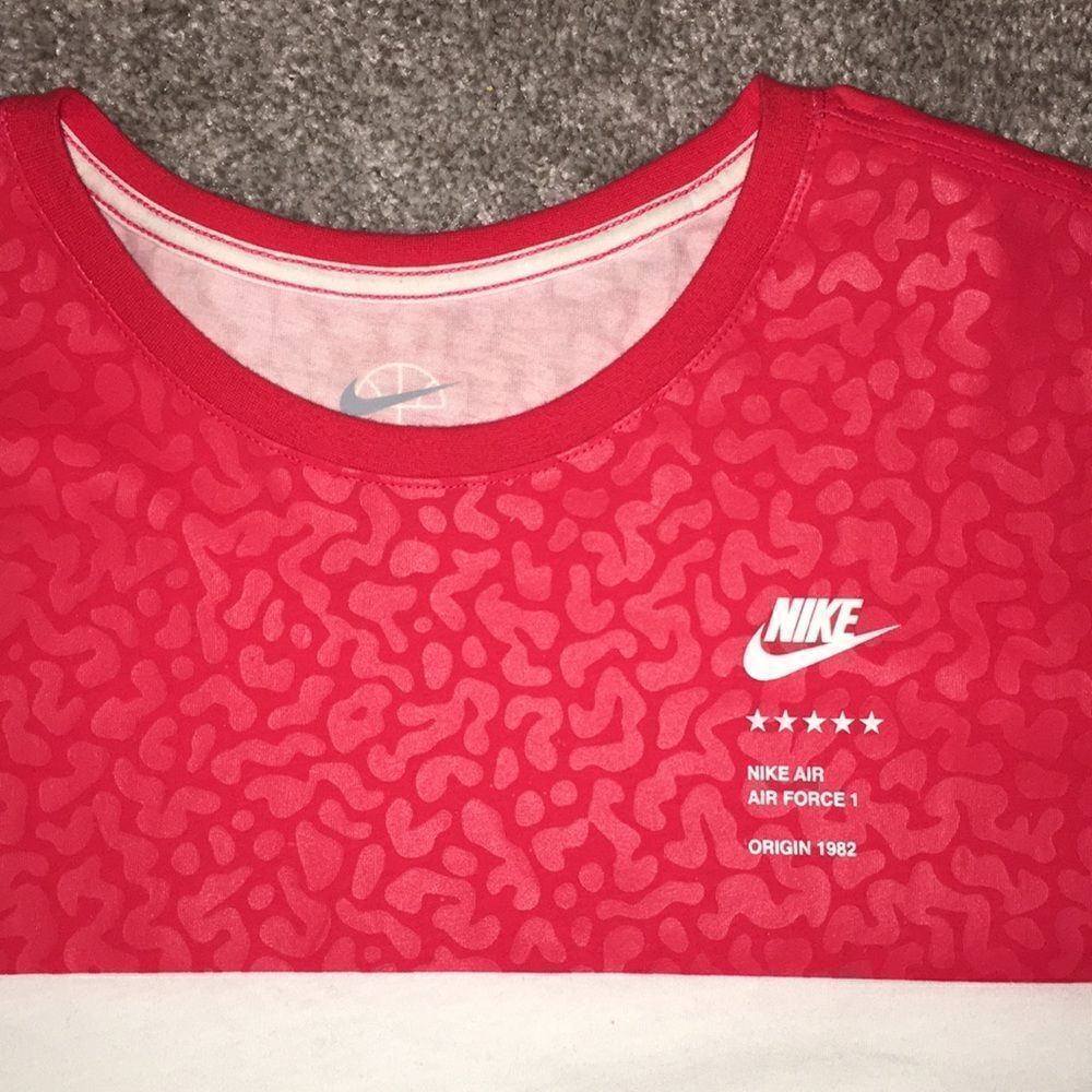 Let it Rain Nike Air Force 1 “1982” Basketball Red Camouflage White T Shirt 2XL